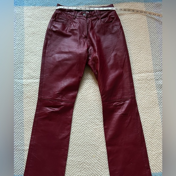 Red Leather Vintage Pants - Picture 3 of 5